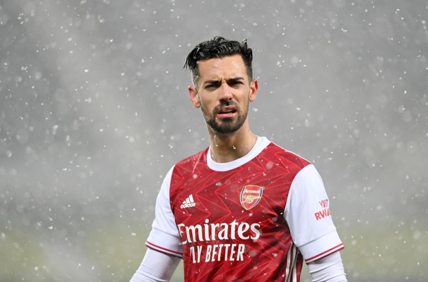 WEST BROMWICH, ENGLAND - JANUARY 02: Pablo Mari of Arsenal looks on during the Premier League match between West Bromwich Albion and Arsenal at The Hawthorns on January 02, 2021 in West Bromwich, England. The match will be played without fans, behind closed doors as a Covid-19 precaution. (Photo by Michael Regan/Getty Images)